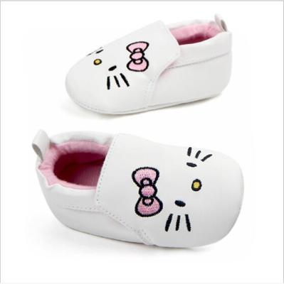 China Lovely Cute Cartoon Baby PU Shoes Soft Sole Anti-skid Newborn First Walkers Infants Girls Crib Shoes for sale