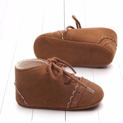 China Cute Warm Newborn Baby First Walker Girl Soft Nubuck Boy Leather Trim Prewalker Shoes Moccasins Toddler Anti-Skid Shoes for sale