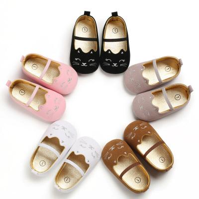 China 2021 Newborn Infant Baby Walkers Baby Shoes Cute Mary Jane Girls Princess Moccasins Cats First Pram Print Soft Shoes for sale