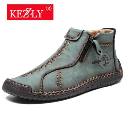 China KEZZLY fashion men's large size outdoor shoes with zippers fashion men's casual shoes with handmade stitching for sale