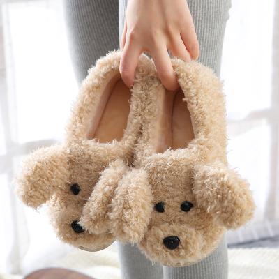 China Fashion Trend Women Winter Cute Plush Flip Flops Fashion Ladies Soft Indoor Flat Couples Shoes Lucky Dog Anime Home Slippers Men's Bedroom for sale