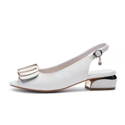 China Fashion Trend MCCKLE Women Sandals Peep PU Toe Low Heels Woman Open Heel Shoe Buckle Strap Summer Office Fashion Feminine Ladies 2021 for sale