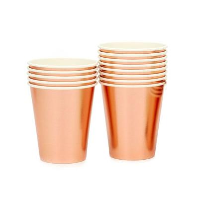 China 30 Pcs/Set Birthday Wedding Party Tableware Supplies Paper Decorations Rose Gold Disposable Paper Cups for sale