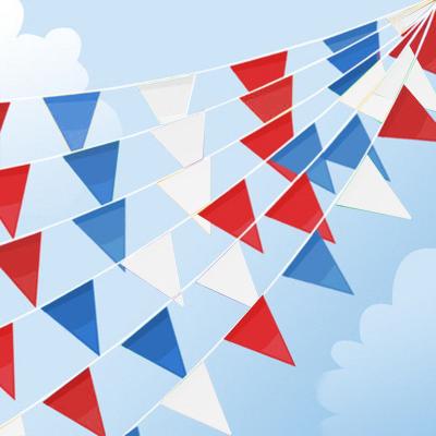 China Fabric 80 yards 262 feet blue and white red triangular fabric party decorations bunting flags pennant banner 4th of July outdoor er for sale