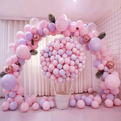 China 100 Pcs Latex 12 Inch Pink Macaron Balloons Arch Pastel Balloon Decorations Wedding Birthday Party Decoration Baby Shower for sale