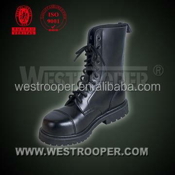 China Ranger 10 Holes Steel Toe Black Leather Military Boots for sale