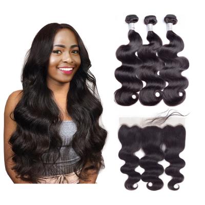 China Wholesale Cheap Barely Shedding Soft Smooth Thick 13x4 Body Wave Lace Headband With 3 Bundles 100% Raw Brazilian Cuticle Aligned Human Hair Hair For Black Women for sale