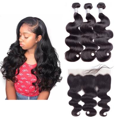 China Barely Shedding Soft Thick Smooth Hair Bundles With 13x4 Lace Frontal Raw Indian Cuticle Aligned Hair Vendors Lace Frontal Hair Extensions For Black Women for sale