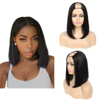 China Factory Price Comfortable Straight 100% Human Hair Wig 4x2 Hair Opening Size Bob U Piece Wig Brazilian Remy Human Hair Wholesale Vendor for sale