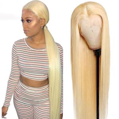 China Silky Straight Wave 613 Blonde Lace Front Wig Human Hair Straight To Lace Front Wigs Pre Plucked With Baby Hair Brazilian Hair Wigs For Women for sale