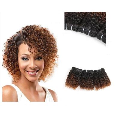 China Jerry Curl Bundle Extension Brazilian Virgin Hair Ombre Brown Short Jerry Curl Human Hair Weave Bundles Wholesale Raw Hair Weave Vendors for sale