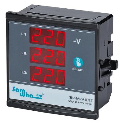 China 91x91mm Three Phase Voltage 3 in 1 Display Three Phase Mini Digital Ac Voltmeter for sale