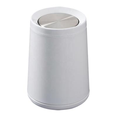 China Home Viable Leasylife Double-Layer Metal Flip Lid Creative Lightweight Conical Light Luxury Trash Bin for sale