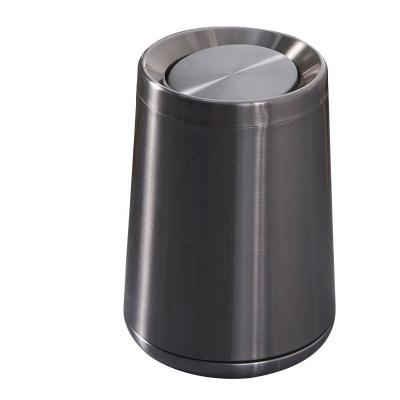 China Home Viable Leasylife Double-Layer Metal Flip Lid Creative Lightweight Conical Light Luxury Trash Bin for sale