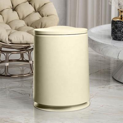 China Leasylife Household Living Room Bedroom Double-Pressure Stocked Round Trash Can for sale