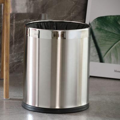 China Stainless Steel Round Leasylife Stored Double-Layer Waterproof And Rustproof Trash Can Without Cover for sale