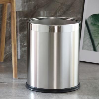 China Leasylife 10L 14L Single Layer Sustainable Home Office Round Stainless Steel Trash Can Without Cover for sale