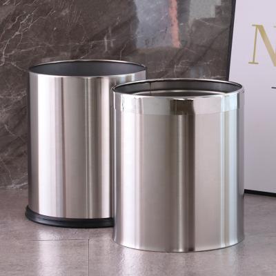 China Wholesale Household Sustainable Hotel Leasylife 10LTrash Round Uncovered Double-Layer Stainless Steel Trash Can for sale