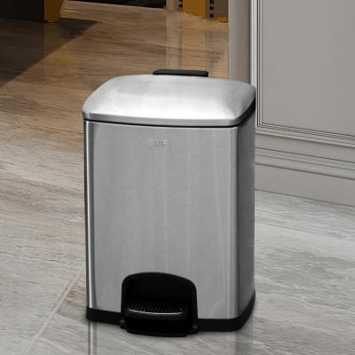 China Leasylife 8L Square Household Living Room Kitchen Sustainable Waste Bin With Lid Stainless Steel Pedal Bin for sale