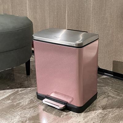 China Leasylife 12L/3.1GAL home living room kitchen color large capacity stainless steel pedal viable trash can for sale