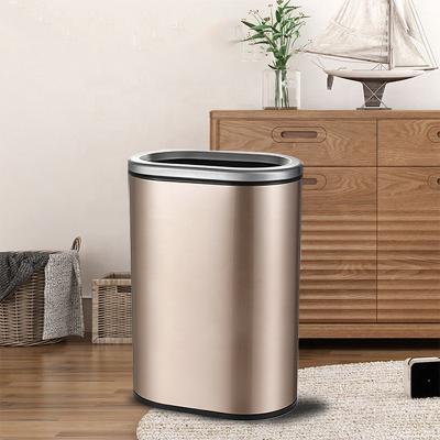 China Leasylife12L metal double-layer sustainable large capacity oval household trash can with pressure ring for sale