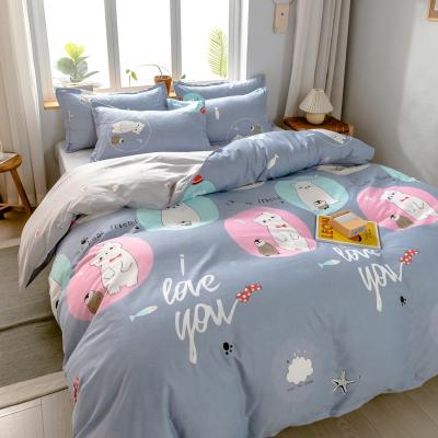 China 100% Polyester Sheet Set Bedding Set Anti-static Duvet Cover Pillow Case Baby Bear Flower Express Delivery for sale