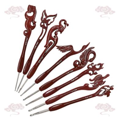 China 8 Size Vintage Aluminum Crochet Hooks Set Knitting Needles CN028 for sale