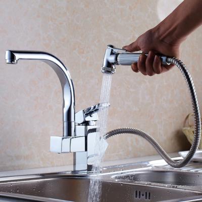 China Pull Out Jet Chrome Pul Kitchen Faucets Sanitary Brass Ware Mixer Single Hole Clearance Kitchen Faucet for sale