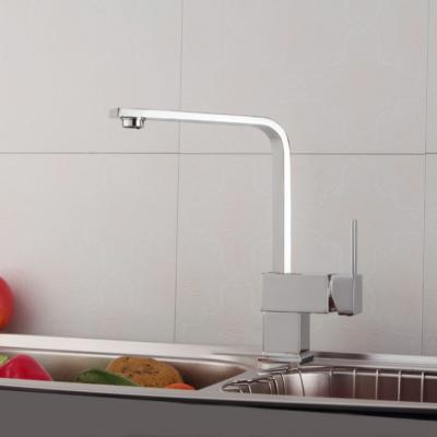 China Chrome Kitchen Faucets Single Tap Mixer Brass Metered Hole Single Handle Kitchen Faucet for sale