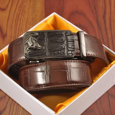 China Business Casua factory direct sales leather adjustable automatic buckle men's belt retro classic black brown leather gg belt for sale