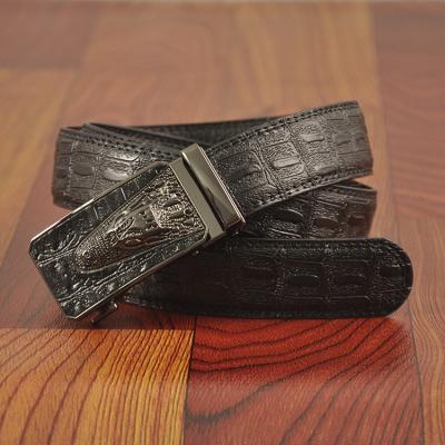 China Business Casua Quick Order Convenient Cowhide Buckle Metal Buckle Crocodile Leopard Belt Buckle Business Adjustable Automatic Belt for sale