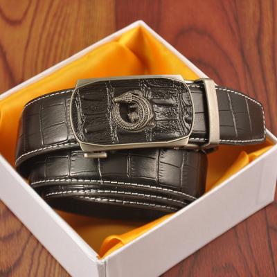 China Hot Selling Casua Business Fashion Alloy Buckle Belt Automatic Black Brown Men's Whip Leather Belt For Men for sale