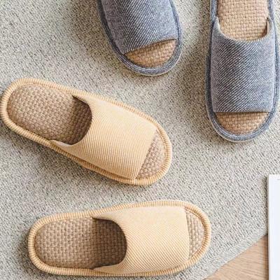 China CUSHIONING UTUNE Fashion Canvas Couple Non-slip Mute Soft Slippers Open Toe Slippers Spring Autumn Home Floor Slippers for sale