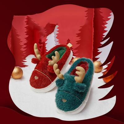 China UTUNE Winter Mens Fur Slippers Family Home Sports Shoes EVA Platform Red Slippers Kids Indoor Christmas CUSHIONING for sale