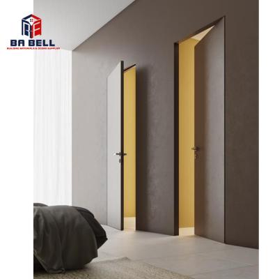 China Modern Frameless Secret Doors Wood Veneer Invisible Flush Wood Concealed Concealed Room Door for sale