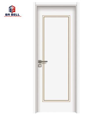 China Flat Carving Gold Line Soundproof White Room Classic Door Sound Proof Composite Metal Interior Wood Doors for sale