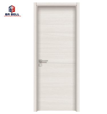 China Modern Simple Off White Wooden Interior Flat Door Hotel Room Grain Style Internal Wooden Doors Waterproof for sale