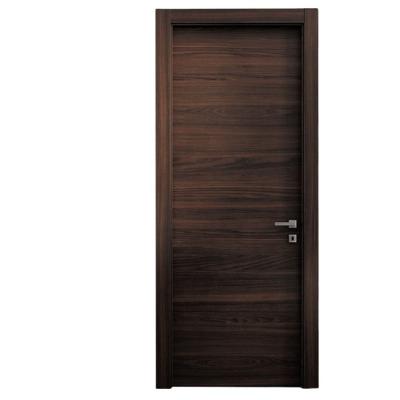 China Modern Unfinished Internal Wood Veneer Swing Door Part MDF Simple Design Black Walnut Skin Black Walnut Interior Doors for sale