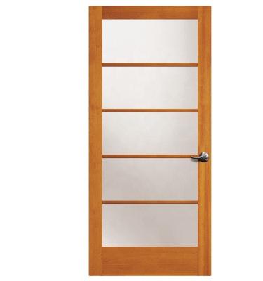 China 5 Panel Modern Rustic Style Low Price French Door Glass Wood Structure Finished Simple Internal Entry Indoor Swing Doors for sale