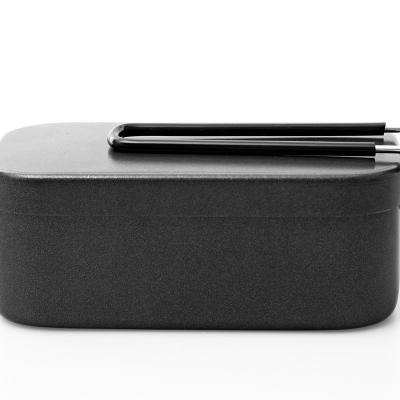 China Japanese style LARIBON Portable pure black dirt resistant easy to clean aluminum bento box camping cookware for sale