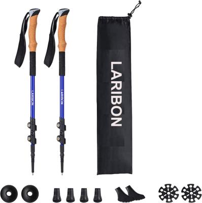 China CORK EVA LARIBON Lightweight CORK EVA grip Aluminum 7075 Carbon Texture Surface Telescope Foldable Walking Hiking Sticks Trekking Poles for sale