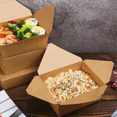 China Recyclable Eco - Friendly Biodegradable Food Grade Kraft Paper Salad Paper Lunch Box for sale