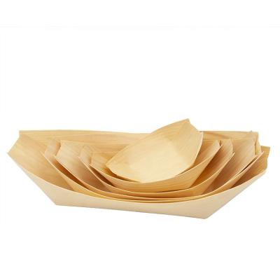 China Japan Sustainable Disposable Wooden Boat Shaped Sushi Rice Lunch Box for sale