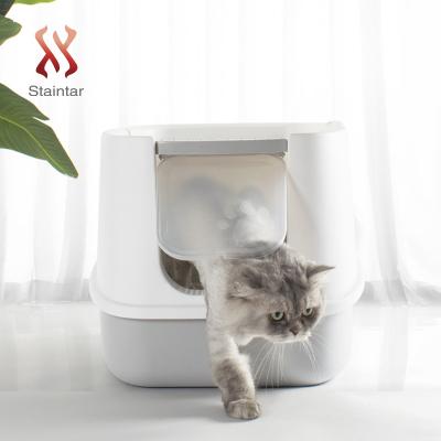 China Factory Stocked Boxes Direct Top Enclosed Splash Large Cat Litter Box for sale