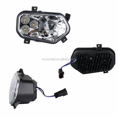 China New Chrome Morsun Clear Lens Ranger LED Headlight Kit For Polaris RZR XP 900 2013 MS-R900ZR for sale