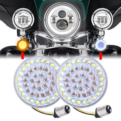 China LED+2 inch motorcycle front turn signal gel rubber panel led light for harleys and LED rear turn signal light for sale