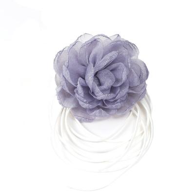 China Europe and America Dropshipping Elegant French Camellia Three-dimensional Necklace for Women Pure Handmade Cloth Flower Sexy Headscarf N101 for sale