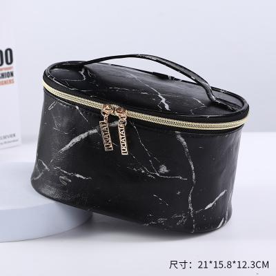 China Fashion PU Marble Pattern Cosmetic Bag Waterproof Portable Toiletry Bag Cosmetic Storage Bag for sale