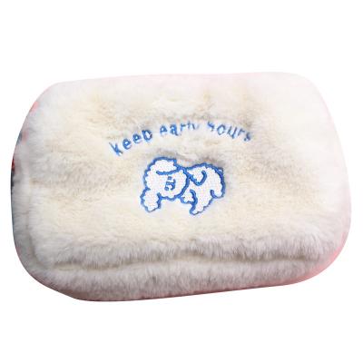 China New Embroidery Velvet Plush Velvet Durable Cosmetic Bag Smiley Bear Wash Clutch Bag Storage Cosmetic Bag for sale