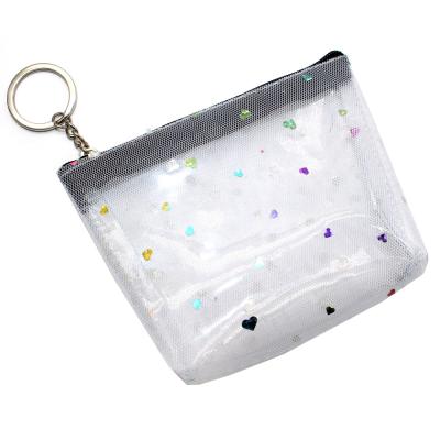 China Wholesale High Quality Girls Transparent Mini Coin Purse Cute Transparent PVC Mesh Fish Scale Laser Zipper Coin Purse for sale